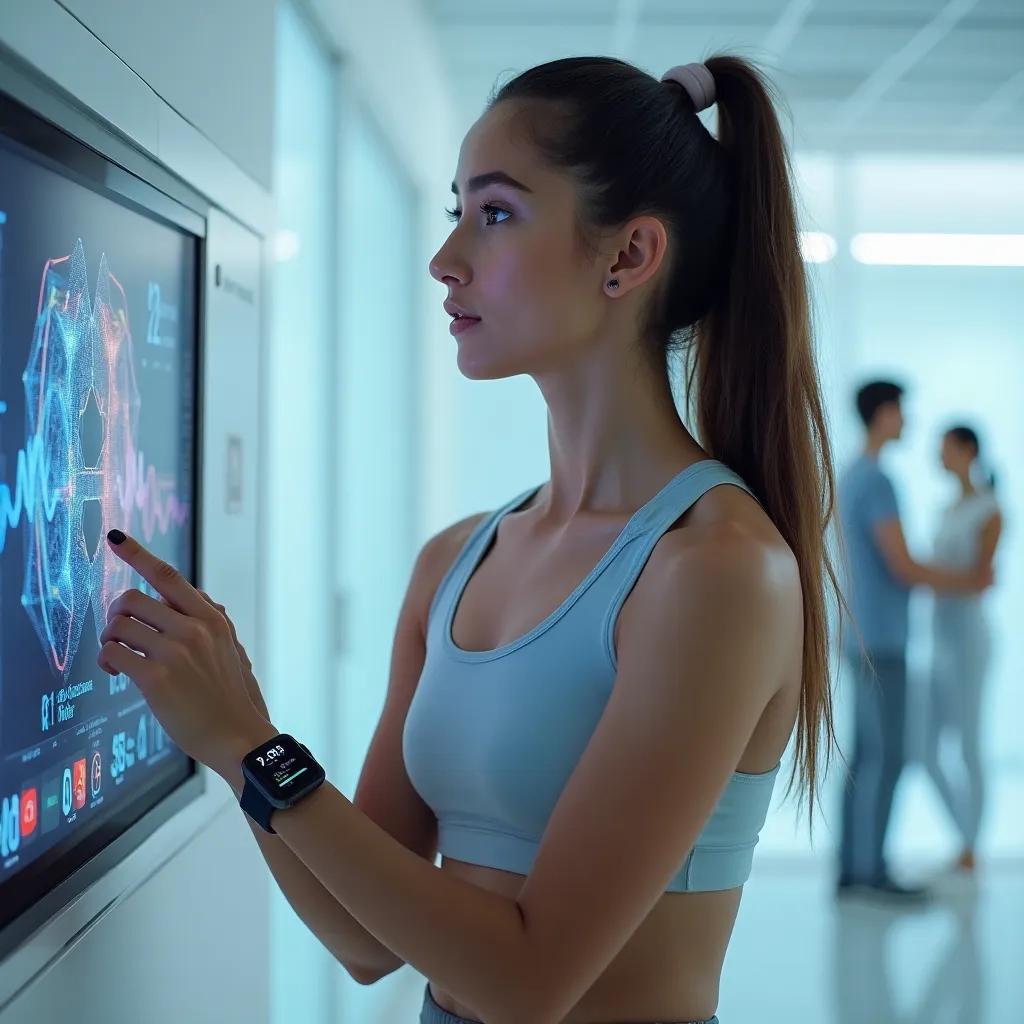 Jovem utilizando Apple Watch para monitorar dados de saúde